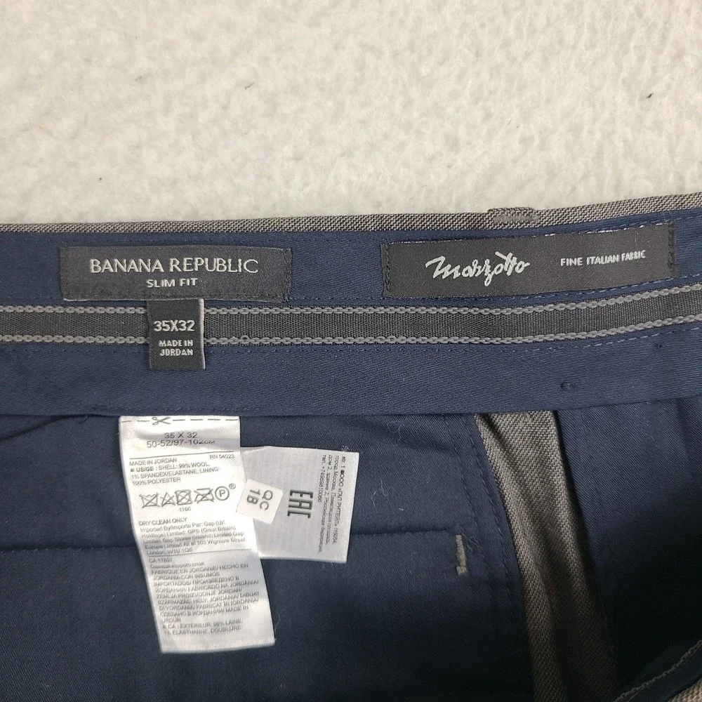 Banana Republic Dress Pants Mens 35x32 Taupe Spice Slim Fit Marzotto Wool Slacks